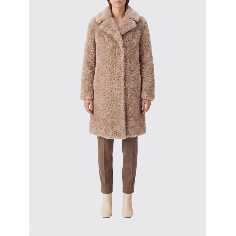 Herno Women Herno Knee-Length Single-Breasted Faux Fur Coat With Lapel Collar